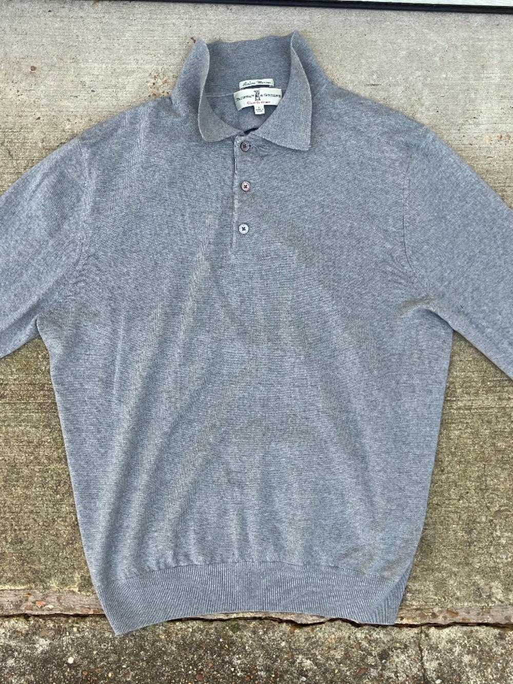 Fairway & Greene Mens L Italian Merino Wool Heather Grey 1/4 Zip Sweater Golf
